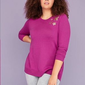 Lane Bryant Sweater with sequin stars